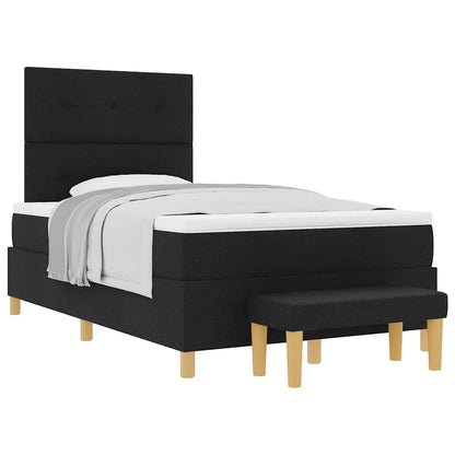 Box Spring Seng Med Madras Sort 120 X 190 Cm Stof - Billede 3