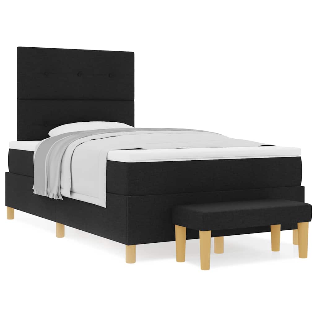 Box Spring Seng Med Madras Sort 120 X 190 Cm Stof - Billede 4