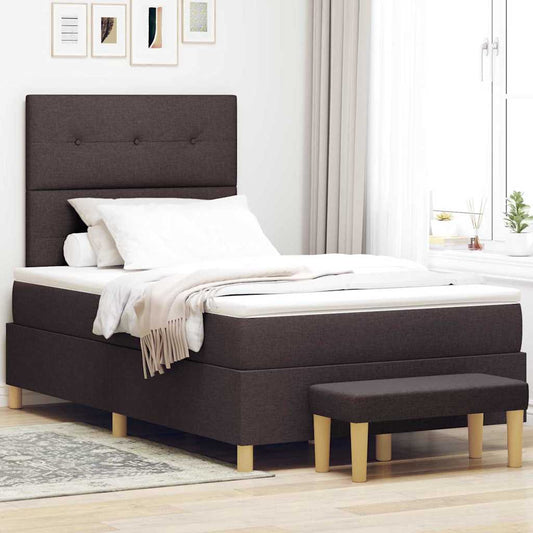 Box Spring Seng Med Madras Mørk Brun 120 X 190 Cm Stof - Hovedbillede
