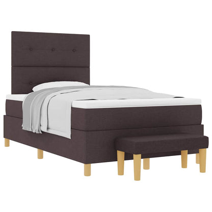 Box Spring Seng Med Madras Mørk Brun 120 X 190 Cm Stof - Billede 3