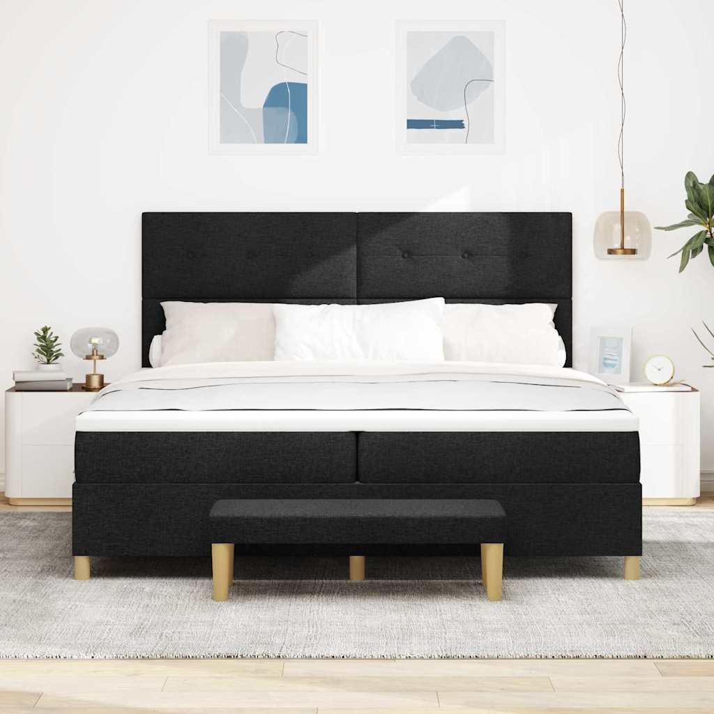 Box Spring Seng Med Madras Sort 200 X 200 Cm Stof - Billede 5