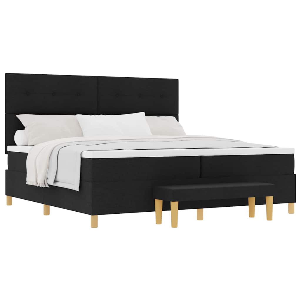 Box Spring Seng Med Madras Sort 200 X 200 Cm Stof - Billede 3