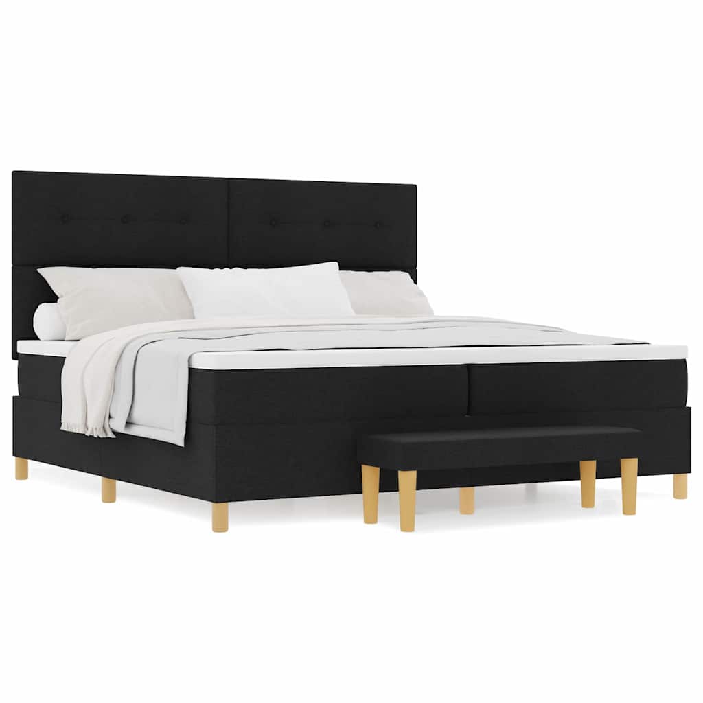 Box Spring Seng Med Madras Sort 200 X 200 Cm Stof - Billede 4