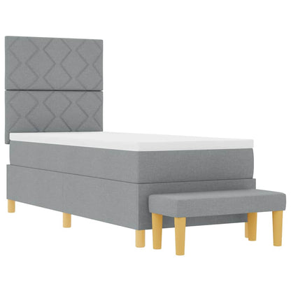 Box Spring Seng Med Madras Lysegrå 80 X 200 Cm Stof - Billede 8
