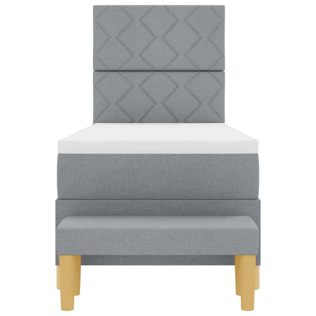 Box Spring Seng Med Madras Lysegrå 80 X 200 Cm Stof - Billede 9
