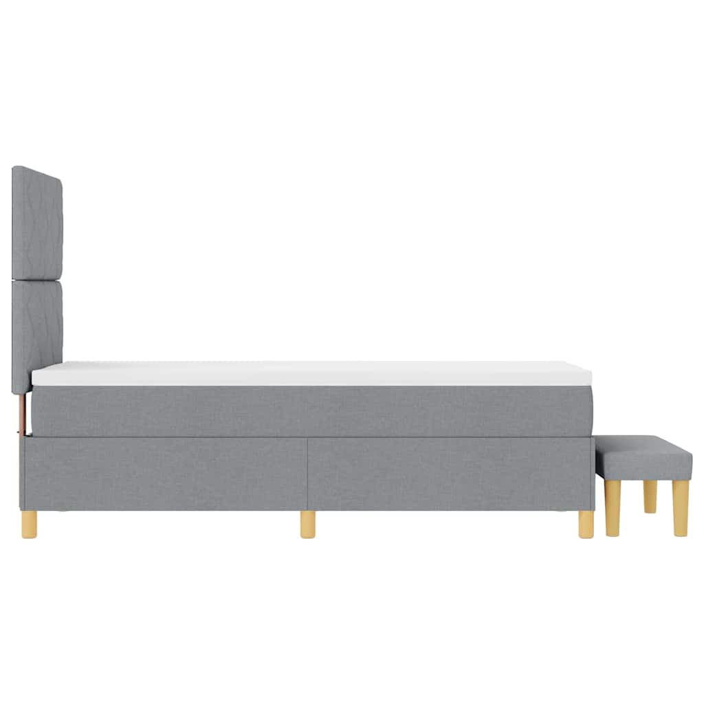 Box Spring Seng Med Madras Lysegrå 80 X 200 Cm Stof - Billede 10