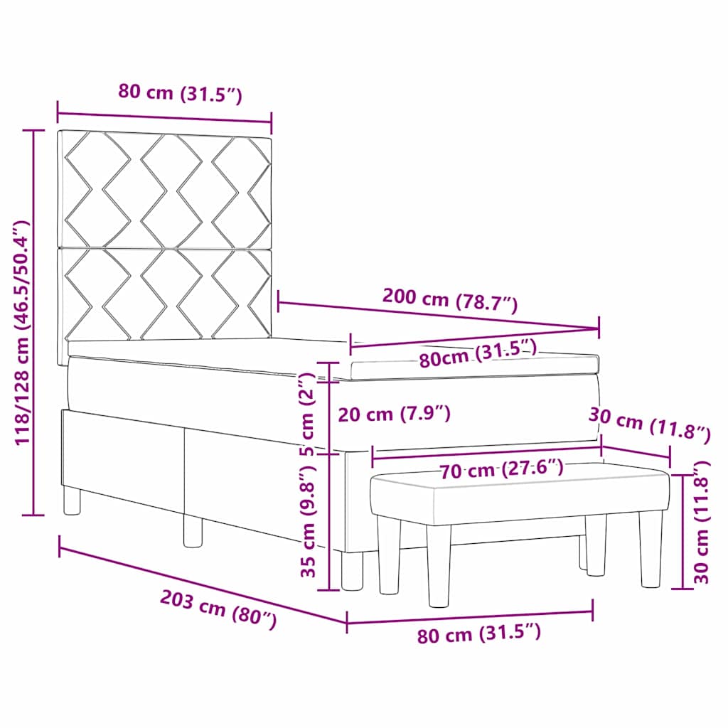 Box Spring Seng Med Hovedgærde Stof - Billede 13