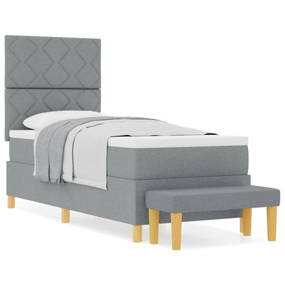 Box Spring Seng Med Madras Lysegrå 80 X 200 Cm Stof - Billede 4