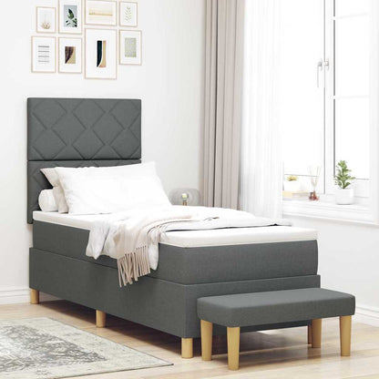 Box Spring Seng Med Madras Mørkegrå 80 X 200 Cm Stof - Hovedbillede