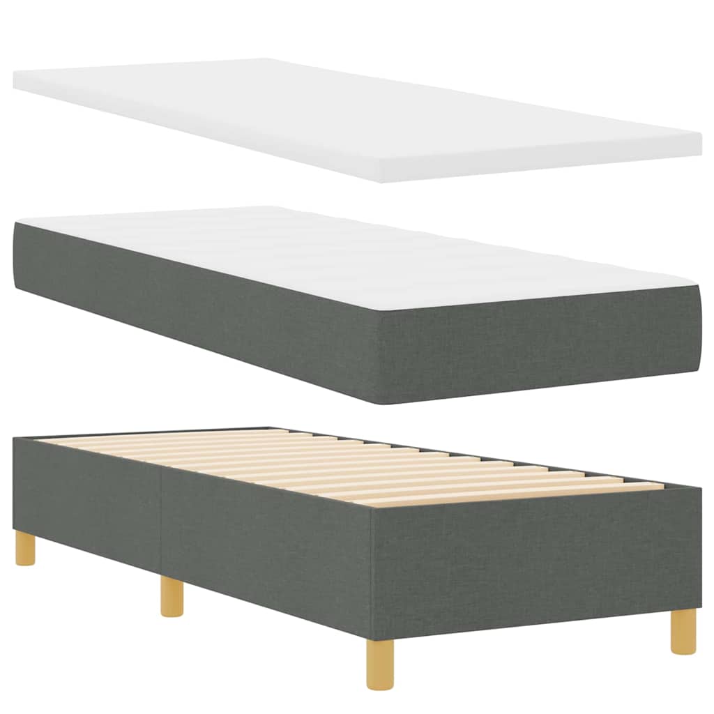 Box Spring Seng Med Madras Mørkegrå 80 X 200 Cm Stof - Billede 2