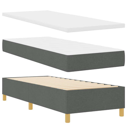 Box Spring Seng Med Madras Mørkegrå 80 X 200 Cm Stof - Billede 2
