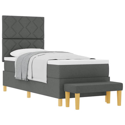 Box Spring Seng Med Madras Mørkegrå 80 X 200 Cm Stof - Billede 3