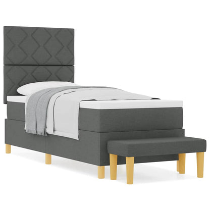 Box Spring Seng Med Madras Mørkegrå 80 X 200 Cm Stof - Billede 4