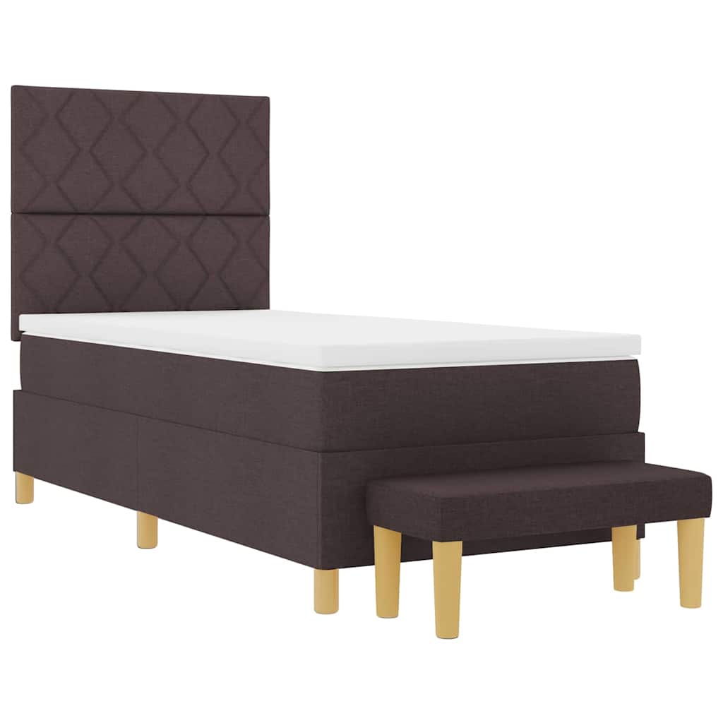 Box Spring Seng Med Madras Mørk Brun 90 X 190 Cm Stof - Billede 2