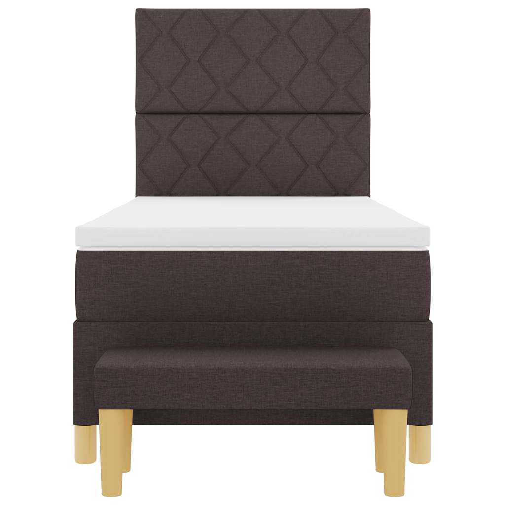 Box Spring Seng Med Madras Mørk Brun 90 X 190 Cm Stof - Billede 9