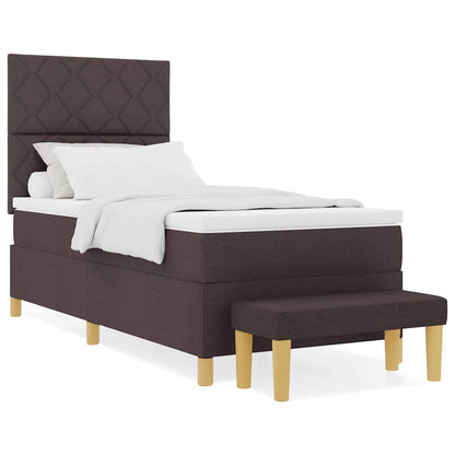 Box Spring Seng Med Madras Mørk Brun 90 X 190 Cm Stof - Billede 4