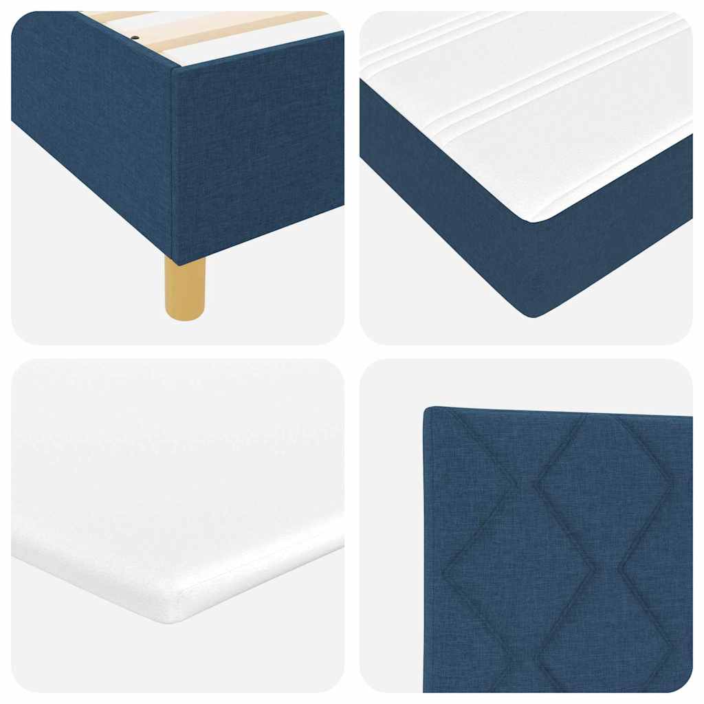 Box Spring Seng Med Madras Med Hovedgærde Blå 90 X 190 Cm Stof - Billede 12