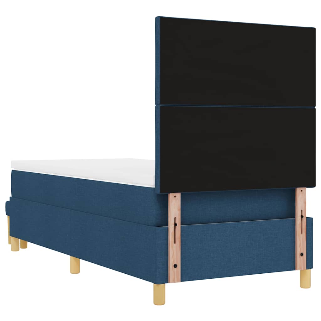 Box Spring Seng Med Madras Med Hovedgærde Blå 90 X 190 Cm Stof - Billede 11