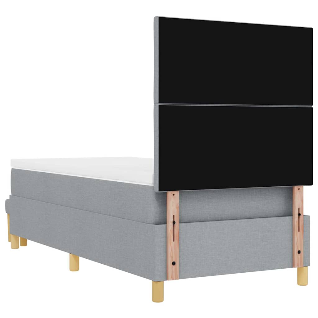 Box Spring Seng Med Madras Lysegrå 90 X 200 Cm Stof - Billede 11