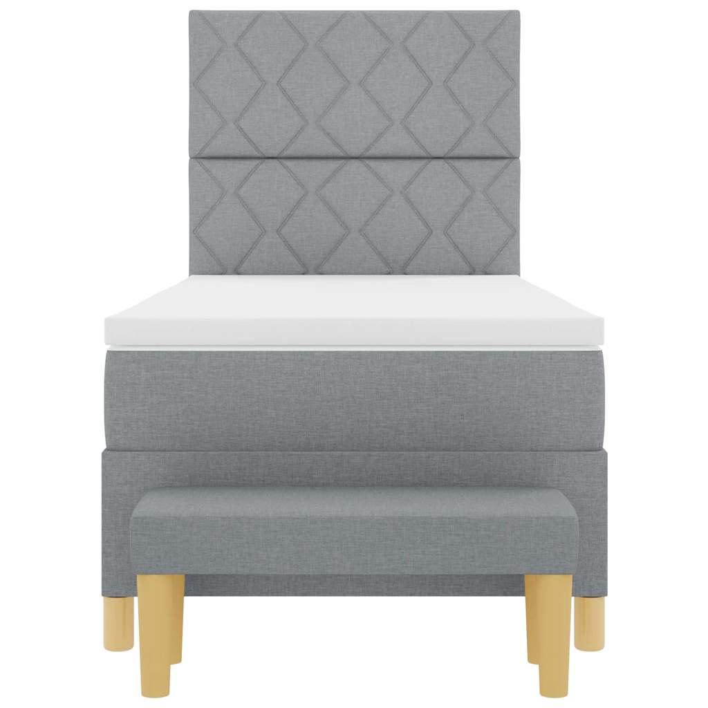 Box Spring Seng Med Madras Lysegrå 90 X 200 Cm Stof - Billede 9