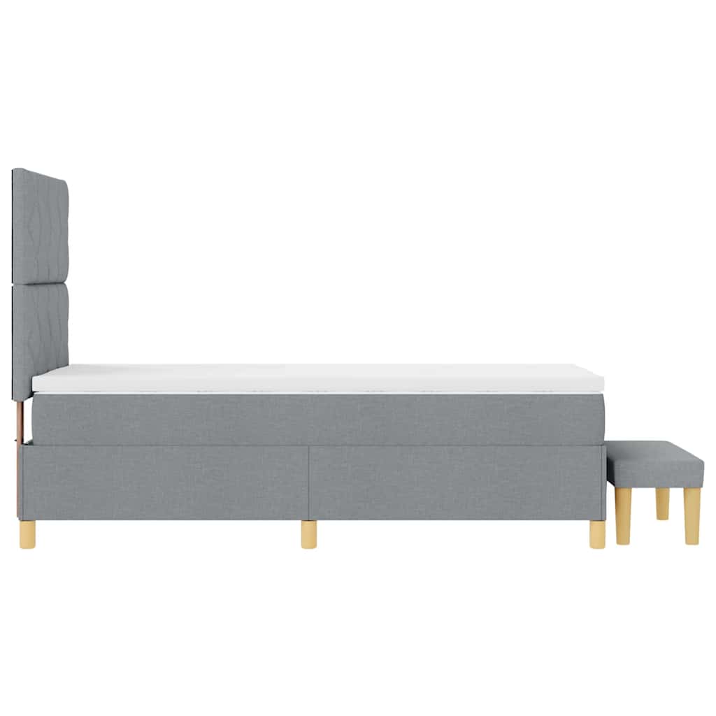 Box Spring Seng Med Madras Lysegrå 90 X 200 Cm Stof - Billede 10