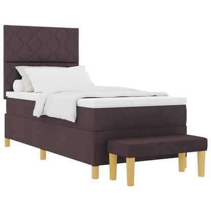 Box Spring Seng Med Madras Mørkebrun 90 X 200 Cm Stof - Billede 3