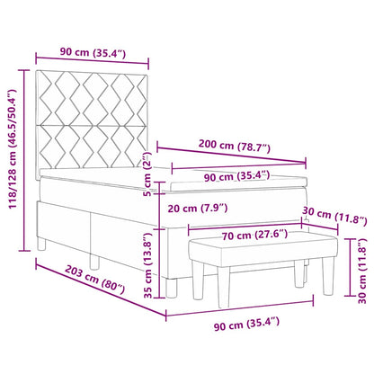 Box Spring Seng Med Madras Med Hovedgærde Blå 90 X 200 Cm Stof - Billede 13