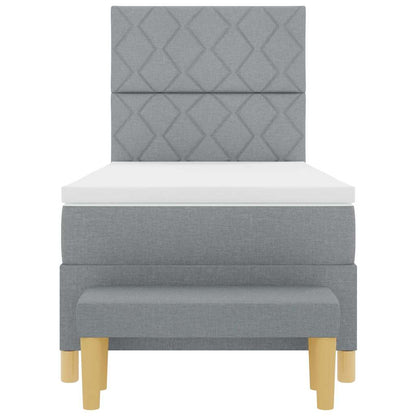 Box Spring Seng Med Madras Lysegrå 100 X 200 Cm Stof - Billede 9