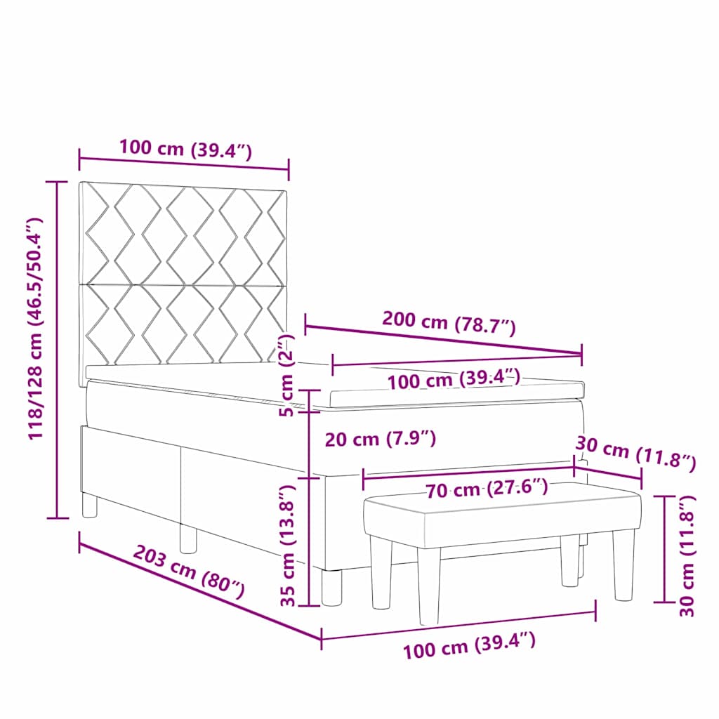 Box Spring Seng Med Pude Stof - Billede 13