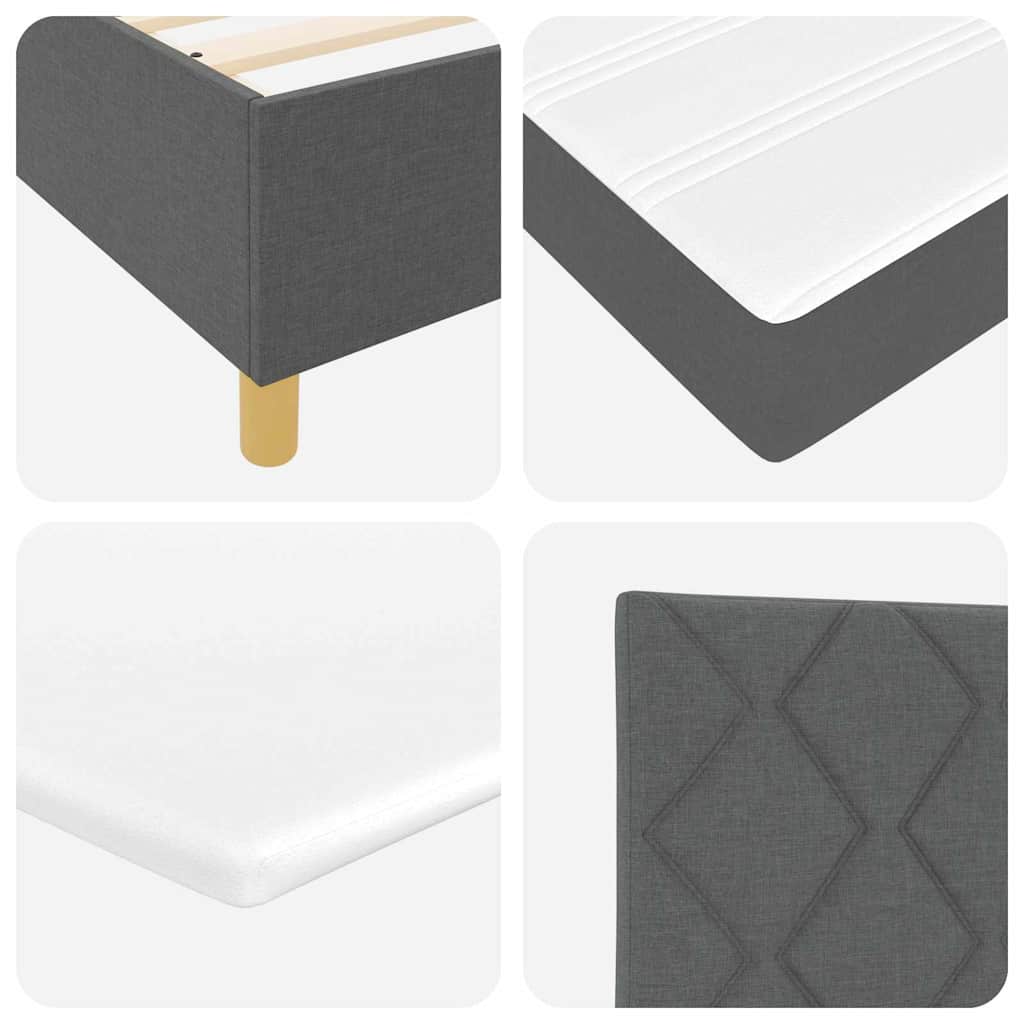 Box Spring Seng Med Madras Mørkegrå 100 X 200 Cm Stof - Billede 12