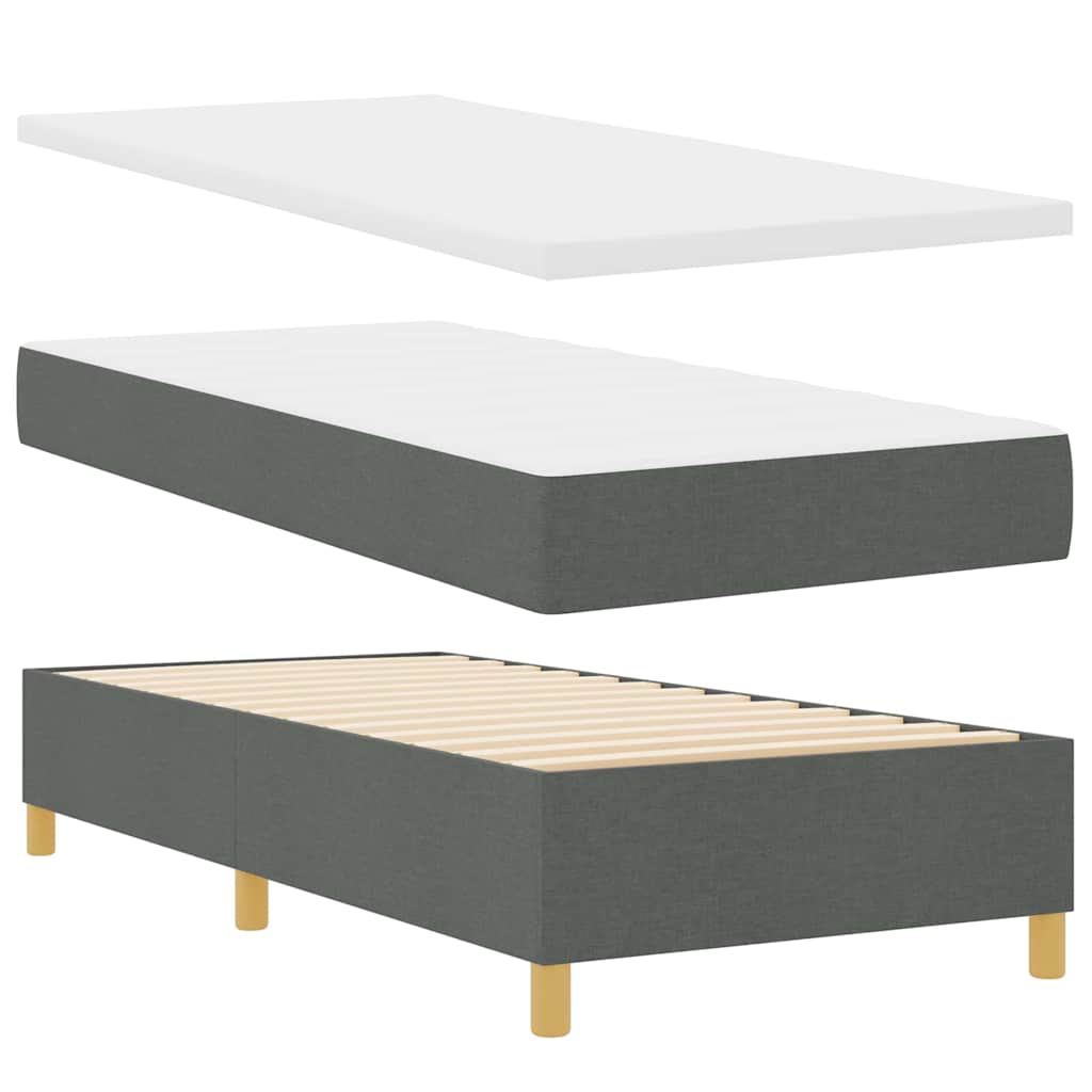 Box Spring Seng Med Madras Mørkegrå 100 X 200 Cm Stof - Billede 6