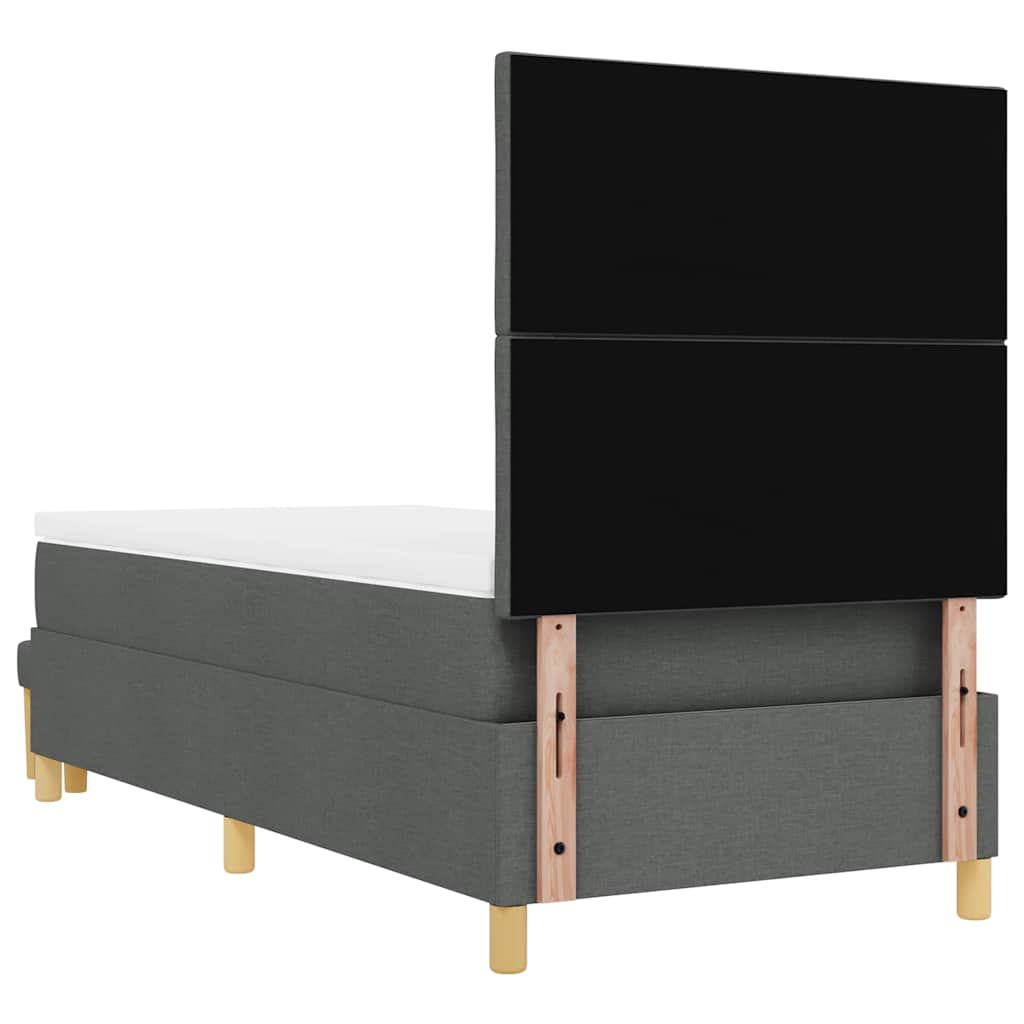 Box Spring Seng Med Madras Mørkegrå 100 X 200 Cm Stof - Billede 11