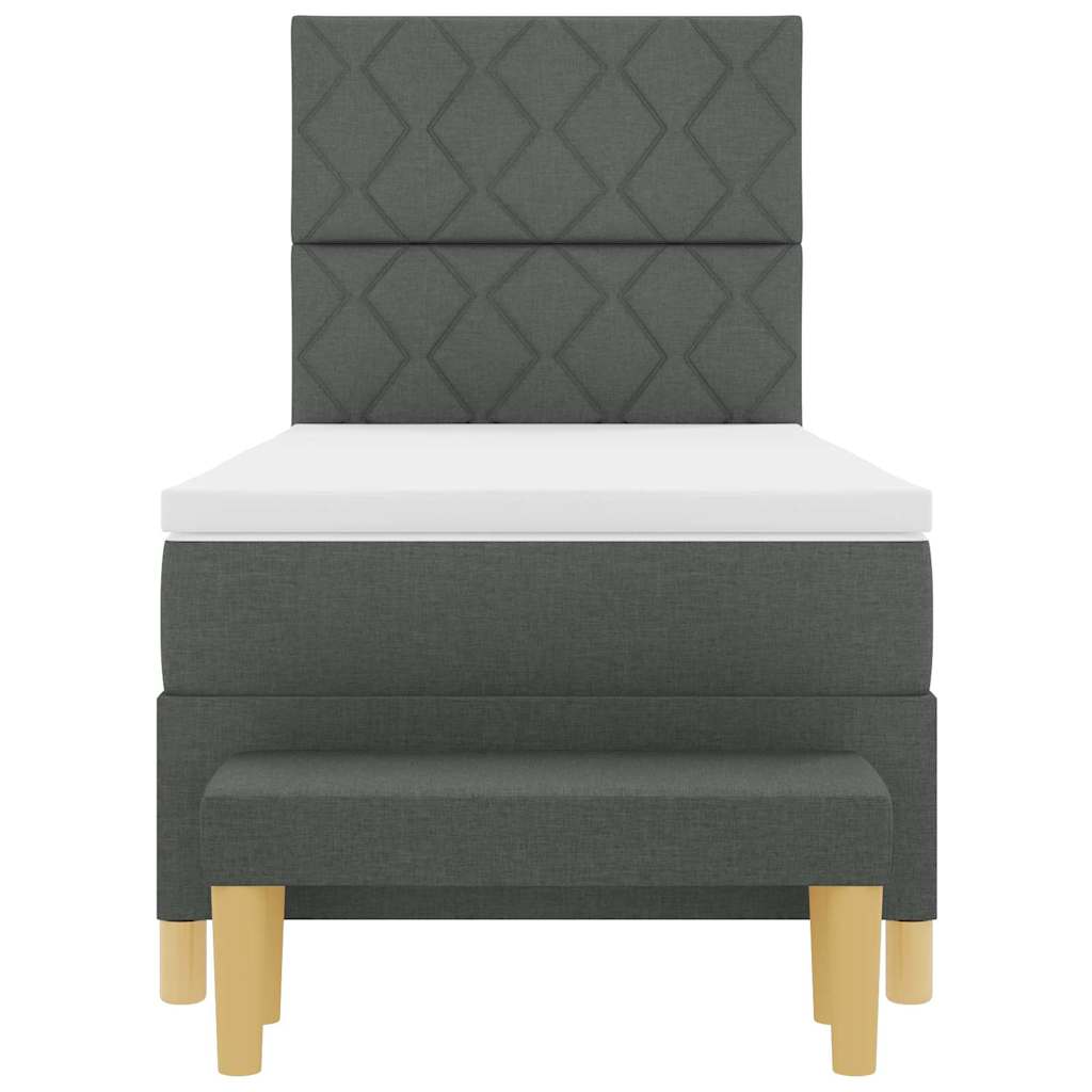 Box Spring Seng Med Madras Mørkegrå 100 X 200 Cm Stof - Billede 9