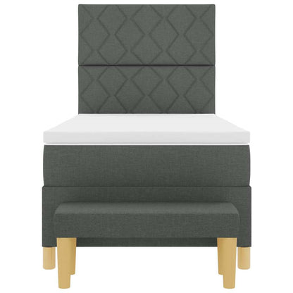 Box Spring Seng Med Madras Mørkegrå 100 X 200 Cm Stof - Billede 9
