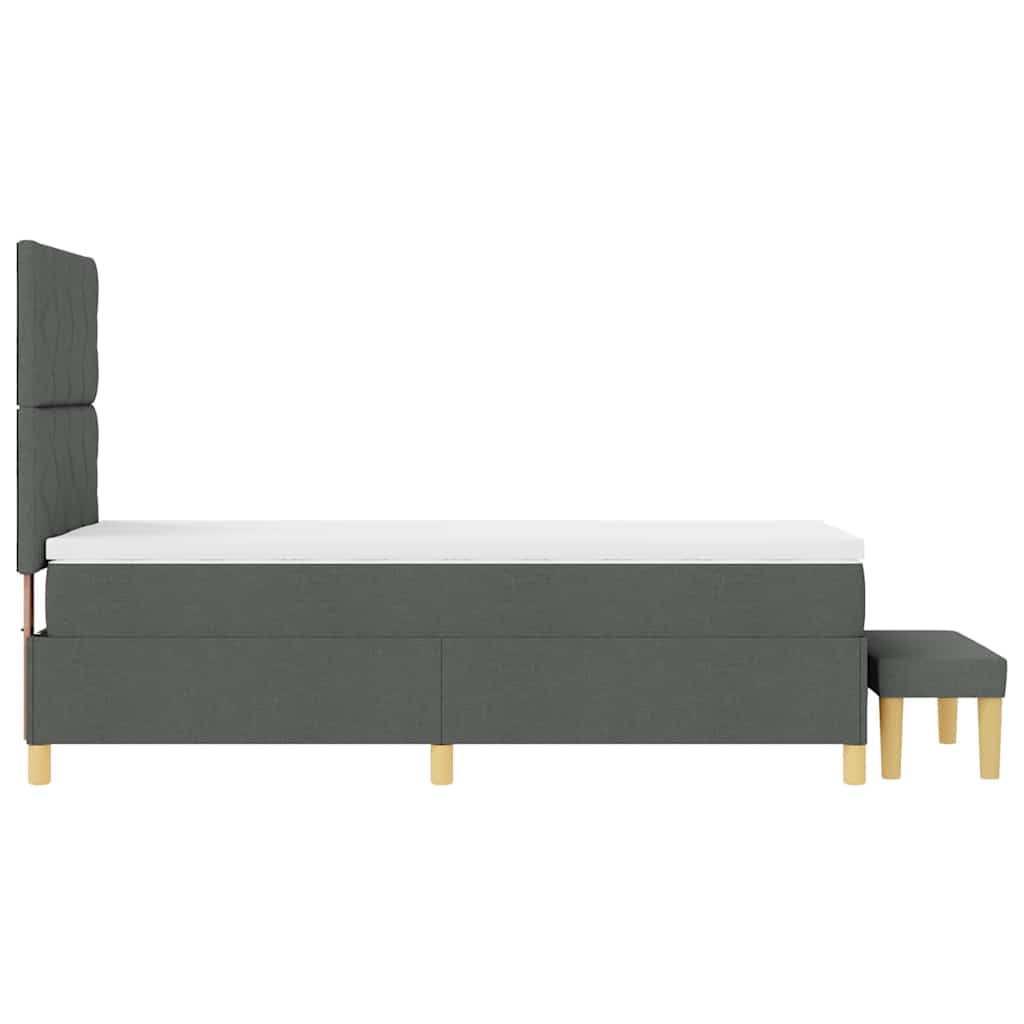 Box Spring Seng Med Madras Mørkegrå 100 X 200 Cm Stof - Billede 10