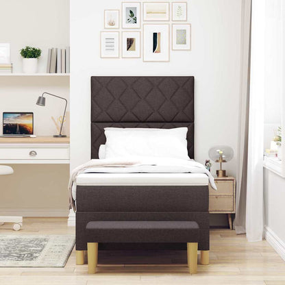 Box Spring Seng Med Madras Mørkebrun 100 X 200 Cm Stof - Billede 5
