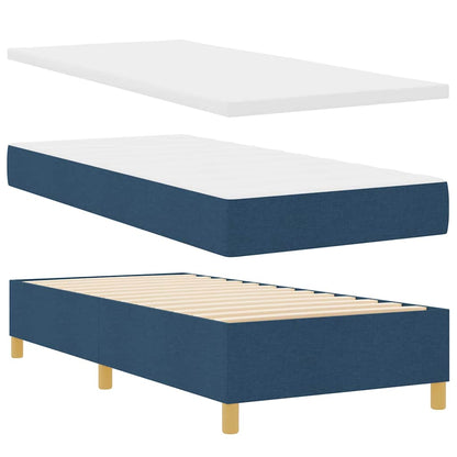 Box Spring Seng Med Madras Med Hovedgærde Blå 100 X 200 Cm Stof - Billede 6