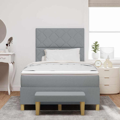 Box Spring Seng Med Madras Lysegrå 120 X 190 Cm Stof - Billede 5