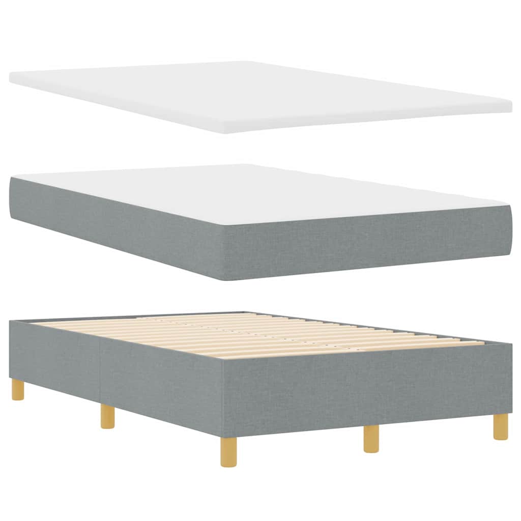 Box Spring Seng Med Madras Lysegrå 120 X 190 Cm Stof - Billede 6