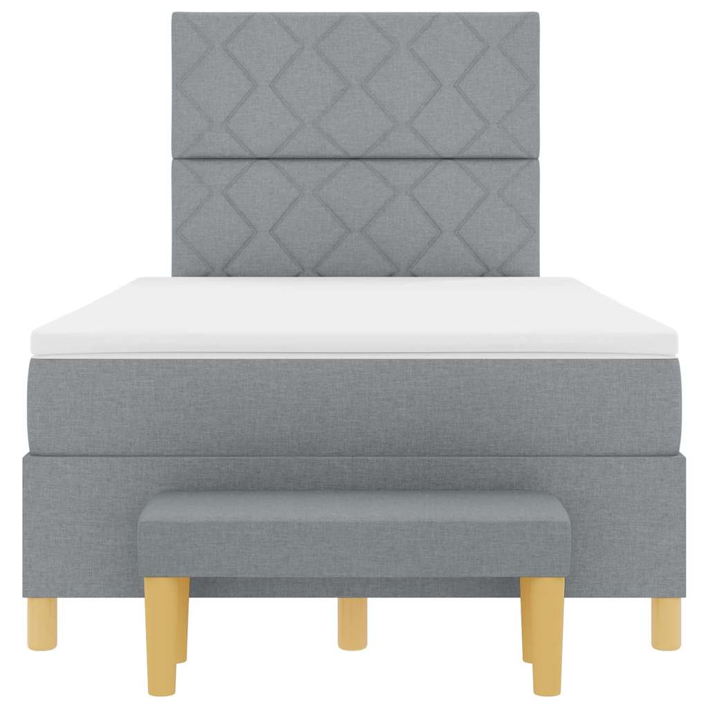 Box Spring Seng Med Madras Lysegrå 120 X 190 Cm Stof - Billede 9