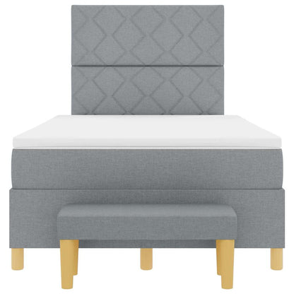 Box Spring Seng Med Madras Lysegrå 120 X 190 Cm Stof - Billede 9
