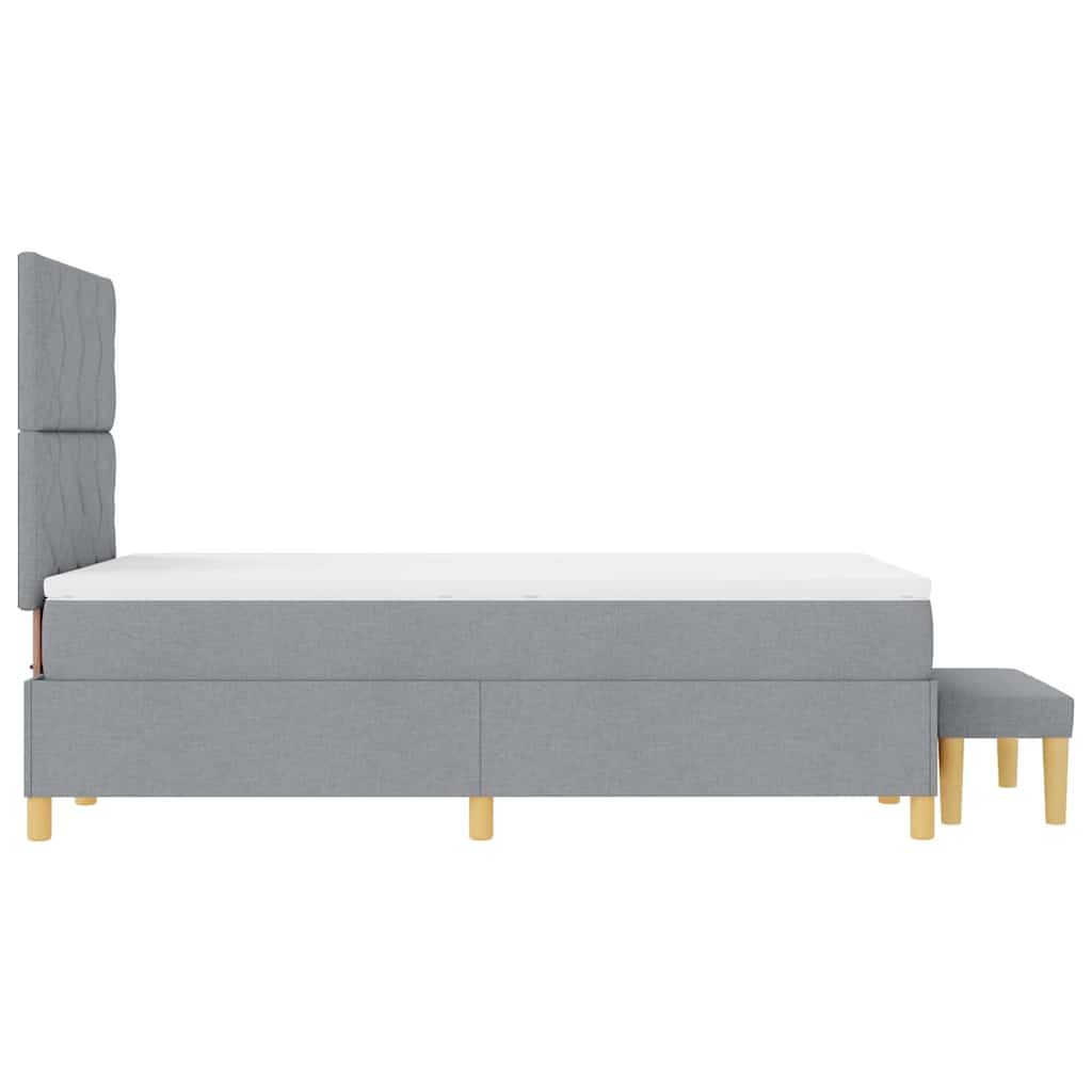 Box Spring Seng Med Madras Lysegrå 120 X 190 Cm Stof - Billede 10