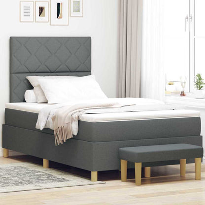 Box Spring Seng Med Madras Mørkegrå 120 X 190 Cm Stof - Hovedbillede