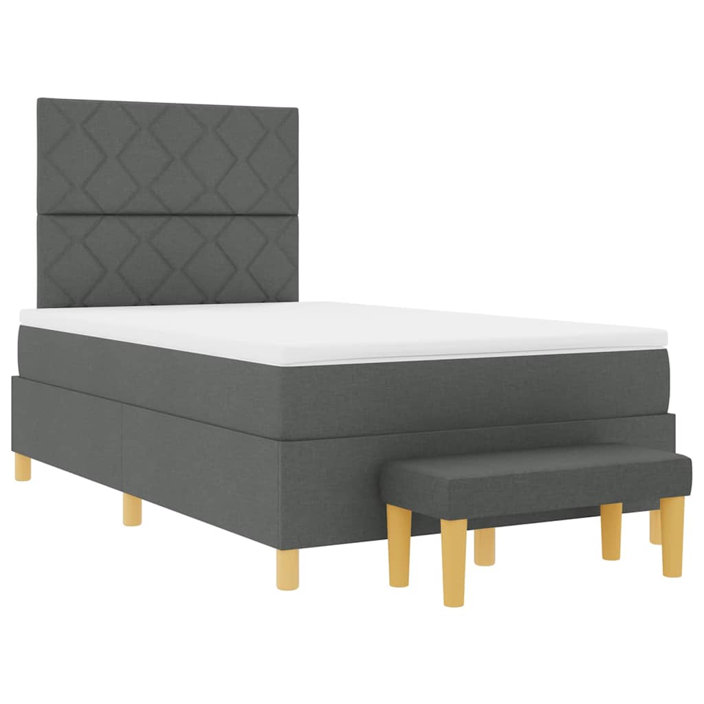 Box Spring Seng Med Madras Mørkegrå 120 X 190 Cm Stof - Billede 2