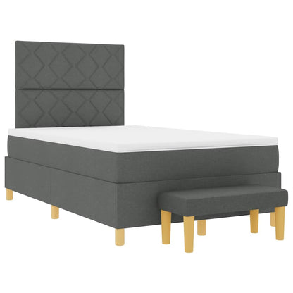 Box Spring Seng Med Madras Mørkegrå 120 X 190 Cm Stof - Billede 2