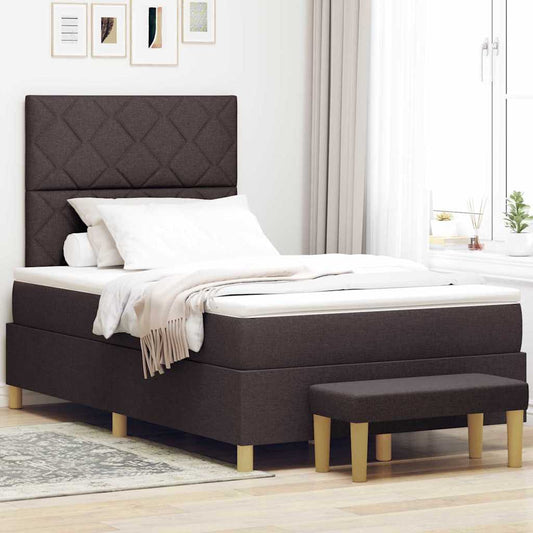 Box Spring Seng Med Madras Mørkebrun 120 X 190 Cm Stof - Hovedbillede