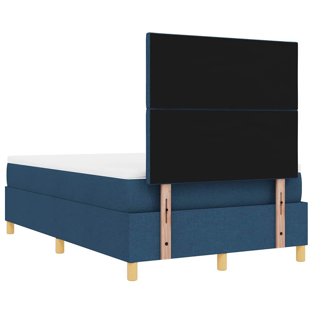 Box Spring Seng Med Madras Med Hovedgærde Blå 120 X 200 Cm Stof - Billede 10