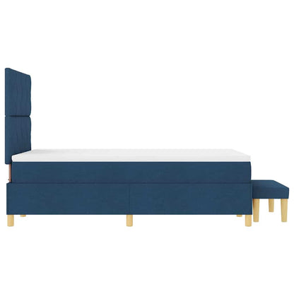 Box Spring Seng Med Madras Med Hovedgærde Blå 120 X 200 Cm Stof - Billede 9