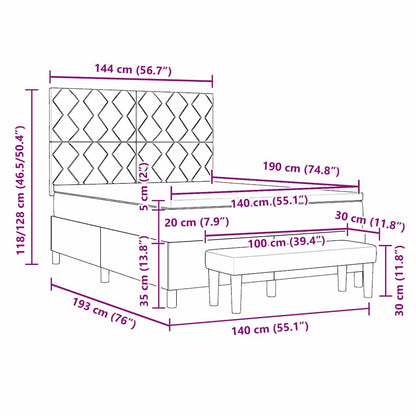 Box Spring Seng Med Madras Mørkegrå 140 X 190 Cm Stof - Billede 13