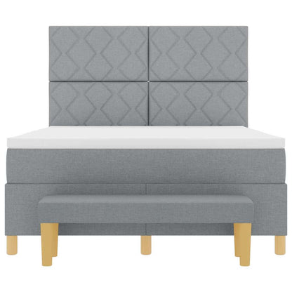 Box Spring Seng Med Madras Lysegrå 140 X 200 Cm Stof - Billede 8